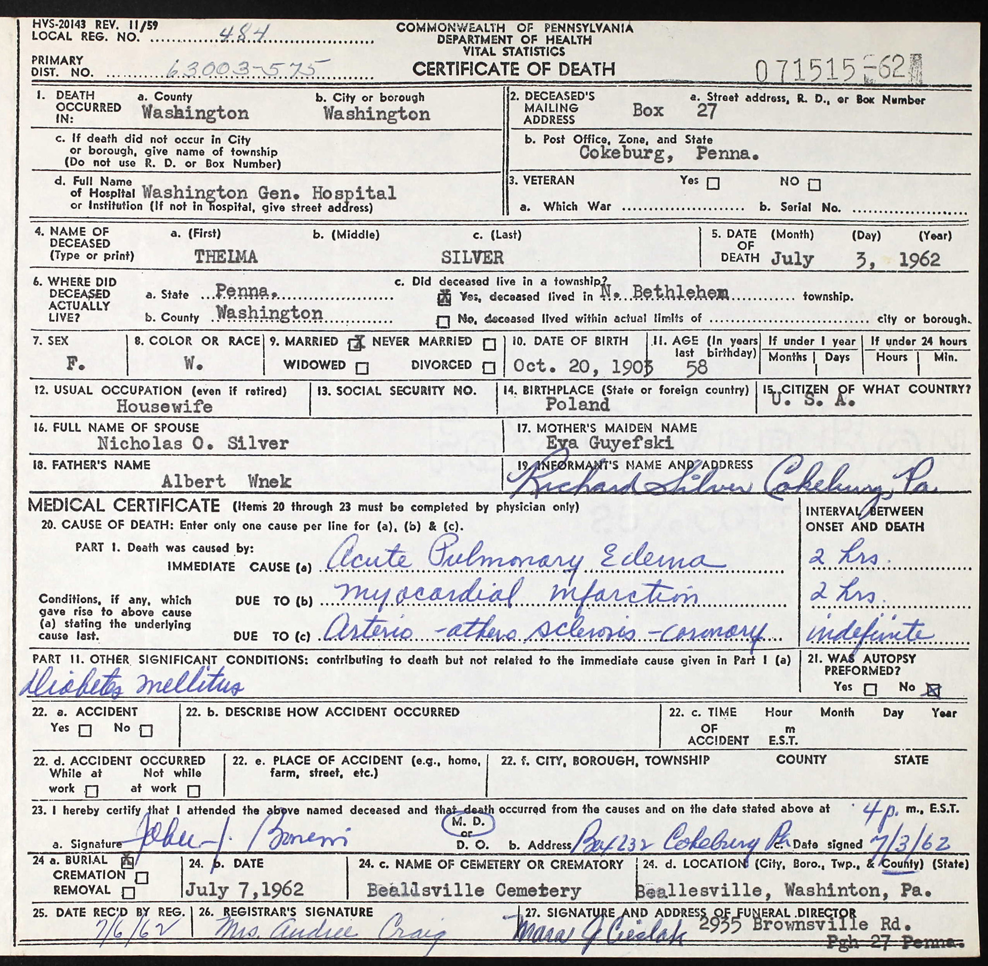death certificate